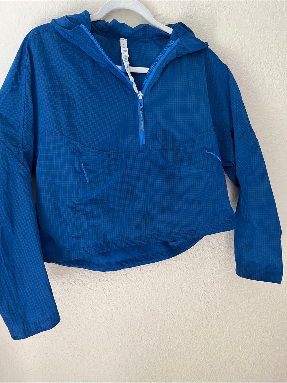lululemon athletica Hiking jacket Blue Hooded Half-Zip Rain Anorak